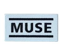 Muse Woven Logo Iron On Patch, White/Black, One Size