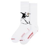 MuseARTa Banksy Graffiti Flower Bomber Painting Cotton Socks Size 3-7 BL-FB-06-36-40, White, 36-40