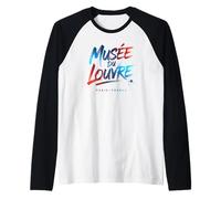Musée du Louvre Paris France Colorful Brush Print Raglan Baseball Tee