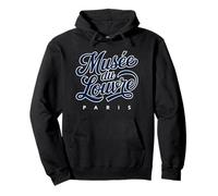 Musée du Louvre Paris Script Navy with White Outline Pullover Hoodie