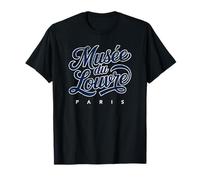 Musée du Louvre Paris Script Navy with White Print Aged T-Shirt
