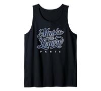 Musée du Louvre Paris Script Navy with White Print Aged Tank Top