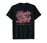 Musée du Louvre Paris Script Red with White Print Distressed T-Shirt
