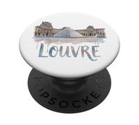 Musée du Louvre Pyramid Watercolor Exterior Paris France PopSockets Adhesive PopGrip