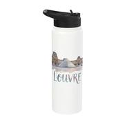 Musée du Louvre Pyramid Watercolor Exterior Paris France Stainless Steel Insulated Water Bottle