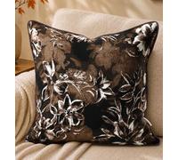 MuseHaus Chenille Jacquard Throw Pillow Cover 18x18 Inch - Vintage Farmhouse Soft Decorative Cushion Cover with Hidden Zipper for Couch, Sofa, Bench, Bedroom, Home Decor, Vintage Brown Floral
