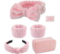 musejoy skincare face wash Spa Headband and Wristband Set Top Knotted Headbands Quilted Makeup Bag Blank Cards Gifts for Women and Teen Girl Gifts Trendy Stuff