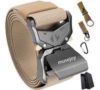 MUSEJOY Tactical Belt, 1.5" Nylon Web Work Belt with Heavy Duty Quick Release, Khaki, 42/46W x 53L/L