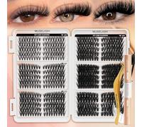 MUSELASH Eyelash Cluster Kit, 530 Pieces 30D~100D Pre Cut Volume 8-16mm Mixed Lengths Single Extensions with Double End Tie and Seal and Tweezers for Home DIY