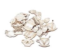 Museourstyty 20pcs Teapot Shape Wooden Embellishment Craft Ornament for Festival Party Home