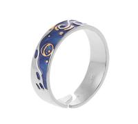 museourstyty S925 Silver Plated Van Gogh Starry Sky Open Lover Rings Band Romantic Jewelry