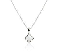 MUSEQVE Four Leaf Clover Necklace for Women Dainty Mother of Pearl White Black Onyx Pink Blue Mint Green Crystal Lucky Clover Pendant 14K Gold Plated Jewelry Gifts [CVRN], Small, Stainless Steel
