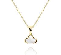 MUSEQVE White Four Leaf Clover Necklace for Women 14K Gold Plated Dainty Lucky Clover Pendant Charm No Tarnish Jewelry Gifts [CVRN-WH-G]