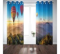 Musesh 52X63 Inch Curtains 2 Panel Cool Window Curtains Blackout Curtain Panels Window Panel Curtains Colorful Hot Air Balloons Flying Over Mountain Dot in Door Curtain Panels for Bedroom Living Room