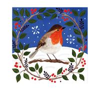 Museum and Galleries Pack of 6 Artistic Christmas Cards (377490 XPE) - Christmas Robin In A Wreath by Bex Parkin