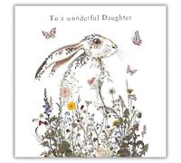 Museum and Galleries Wonderful Daughter Birthday Card - Happy Birthday Card for Women or Girls with Floral Hare and Butterfly Wildflowers Design