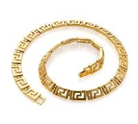 MUSEUM REPRODUCTIONS Classical Meander Gold Link Necklace - Inspired by Greek Architecture - 16", Metal, No Gemstone