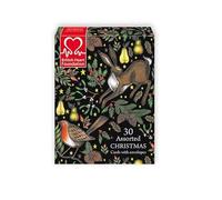 Museums and Galleries Charity Christmas Cards Box of 30 with Assorted Animals, Scenic Views and Santa Designs - Eco-Friendly Xmas Cards Multipack with Envelopes