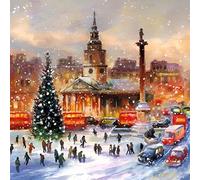 Museums and Galleries Charity Christmas Cards Pack of 5 - Charity Christmas Cards with Snowy Trafalgar Square Artistic Design - Eco-Friendly Xmas Cards Multipack with Envelopes