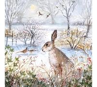 Museums and Galleries Charity Christmas Cards Pack of 8 - Charity Christmas Cards with Hare and Frosty Morning Design - Eco-Friendly Xmas Cards Multipack with Envelopes