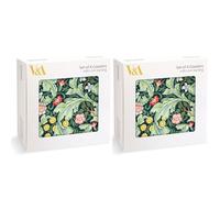 Museums & Galleries 2 Set of 4 Cork Backed Coasters - 'Leicester Wallpaper' Botanical Design - 8 V&A Statement Coasters for the Home