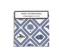 Museums & Galleries 20 Paper Napkins - 33 x 33 cm - Mary Katrantzou 'Blue Sea Grid' Design -Disposable Tableware for Parties & Dining