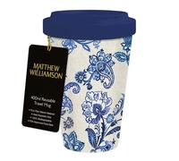Museums & Galleries 400ml Reusable Travel Mug - Matthew Williamson 'Blue Paisley' Design - Sustainable Kitchenware Gift Idea