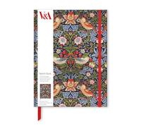Museums & Galleries A4 Hardcover Sketchbook - Strawberry Thief by William Morris - 124 Blank Pages with Foil Edging, Elastic Closure & Storage Pocket - Premium Artist Journal for Writing & Sketching