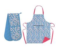 Museums & Galleries Apron and Oven Gloves Set - Organic Cotton - Saxifrage by Emily Burningham - Artistic Floral Design - Stylish Kitchenware