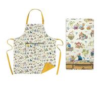 Museums & Galleries Apron and Tea Towel Set - Organic Cotton - Brambly Hedge 'Spring Picnic' - Artistic Illustration Design - Stylish Kitchenware