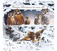Museums & Galleries Artistic Christmas Card - For All of You - 'To Woo All' - Owl Family Illustration - From the V&A Range