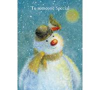 Museums & Galleries Artistic Christmas Card - 'To Someone Special' - Happy Snowman and Robin - Festive Wishes Range