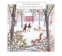 Museums & Galleries Artistic Christmas Greeting Card - Daughter & Son-in Law - Winter Wood Walk - From The Festive Wishes Range - With A Silver Foil Finish