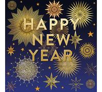 Museums & Galleries Artistic 'Happy New Year' Greeting Card - 'Stardust' by Matthew Williamson - Decorative Gold Stars Illustration - Embossed With A Gold Foil Finish, Multi, 158 x 160mm