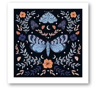 Museums & Galleries Birthday/Blank Card for Women/Girls - General Female Card - 'Night Garden' Blue Moth and Leaf Design - Eco-Friendly & Recyclable