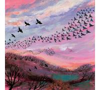 Museums & Galleries Birthday/Blank Greeting Card - Blank Card for Women with Artistic Lucy Grossmith Birds at Sunset Design - General Card Suitable for Any Occasion
