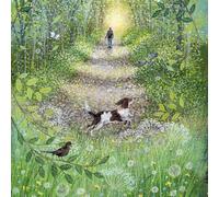 Museums & Galleries Birthday/Blank Greeting Card - Blank Card for Men/Women with Artistic Lucy Grossmith Summer Woodland Dog Walk Design - General Card Suitable for Any Occasion