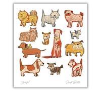 Museums & Galleries Birthday Card for Men or Women - Illustrated Dog Design - Blank Inside - Artistic Greeting Card for Him of Her