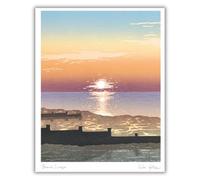 Museums & Galleries Birthday Card for Men or Women - Tranquil Beach Sunset Design - Blank Inside - Artistic Greeting Card for Him or Her