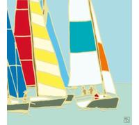 Museums & Galleries Birthday Card for Men - Vibrant 'Yacht Race' by Emily Burningham - Blank Inside - Contemporary Sailing Boat Themed Greeting Card for Him