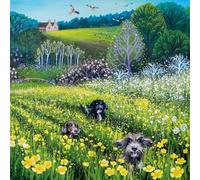 Museums & Galleries Blank Notecards Pack of 8 - Field of Dreams by Anne Marie Dahlstrom - Cute Dogs & Countryside Scene - Premium Greeting Cards Multipack with Envelopes