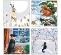 Museums & Galleries Box of 20 Artistic Charity Christmas Cards from Snowy Paws - 5 Each of 4 Designs (MG-XETC226)