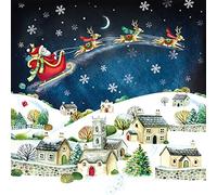 Museums & Galleries Charity Christmas Card Pack of 8 - Santa Over the Rooftops - Christmas Card Multipack - In Aid of UK Charities