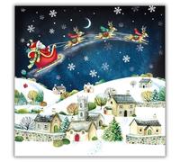 Museums & Galleries Charity Christmas Card Pack of 8 - Santa Over the Rooftops - Christmas Card Multipack - In Aid of UK Charities