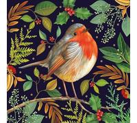 Museums & Galleries Charity Christmas Cards - Christmas Robin & Festive Branches - Eco-Friendly and Recyclable - Pack of 8 Cards