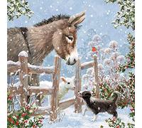 Museums & Galleries Charity Christmas Cards - Country Companions Donkey, Puppy and Lamb - Eco-Friendly and Recyclable - Pack of 8 Cards
