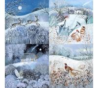 Museums & Galleries Charity Christmas Cards Multipack - Pack of 20 Assorted Premium Quality Greeting Cards with Envelopes - Festive Winter Animals - Lucy Grossmith - 5 Each of 4 Designs