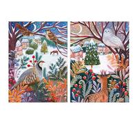 Museums & Galleries Charity Christmas Cards Pack of 16 - Assorted Designs - 2 x 8 Contemporary Winter Wildlife Designs - Festive Christmas Cards Multipack - In Aid of UK Charities - 'Snowy Night'