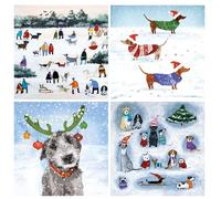 Museums & Galleries Charity Christmas Cards Pack of 20 - Assorted Designs - 4 x 5 Dogs in the Snow Designs - Festive Christmas Cards Multipack - In Aid of Macmillan Cancer Support
