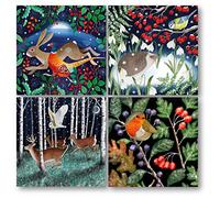 Museums & Galleries Charity Christmas Cards Pack of 20 - Assorted Designs - Woodland Animals - 4 x 5 Winter Wildlife Designs - Festive Christmas Cards Multipack - In Aid of UK Charities
